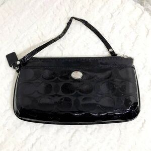 Coach Black Patent Leather Wristlet Bag